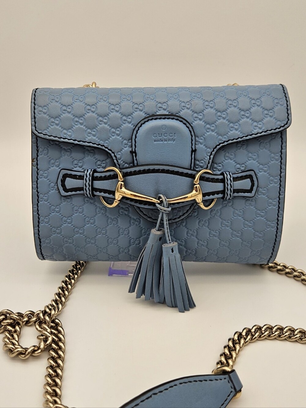 Authentic Gucci GG Emily Shoulder Bag Blue # 4436M